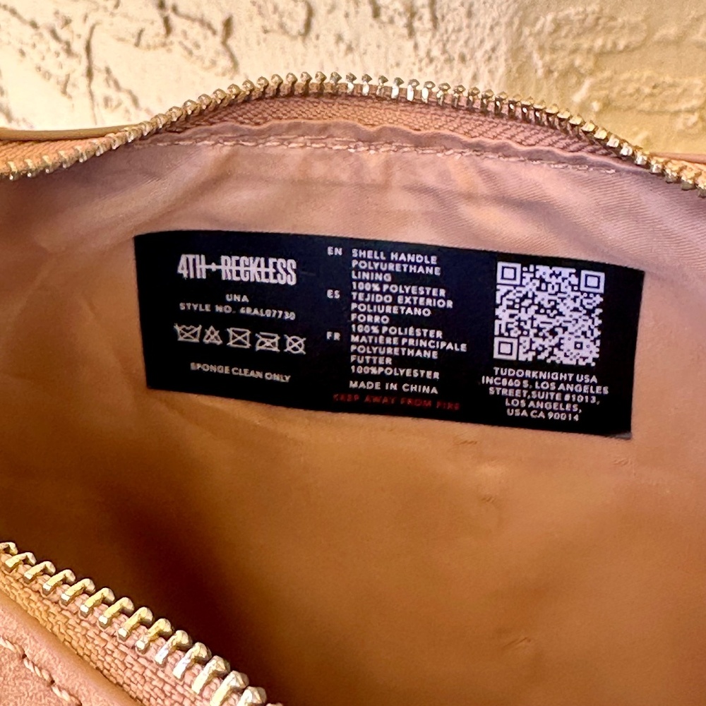 4th & Reckless, Camel Brown Faux Suede Crescent Shoulder Bag - Picture 3 of 10